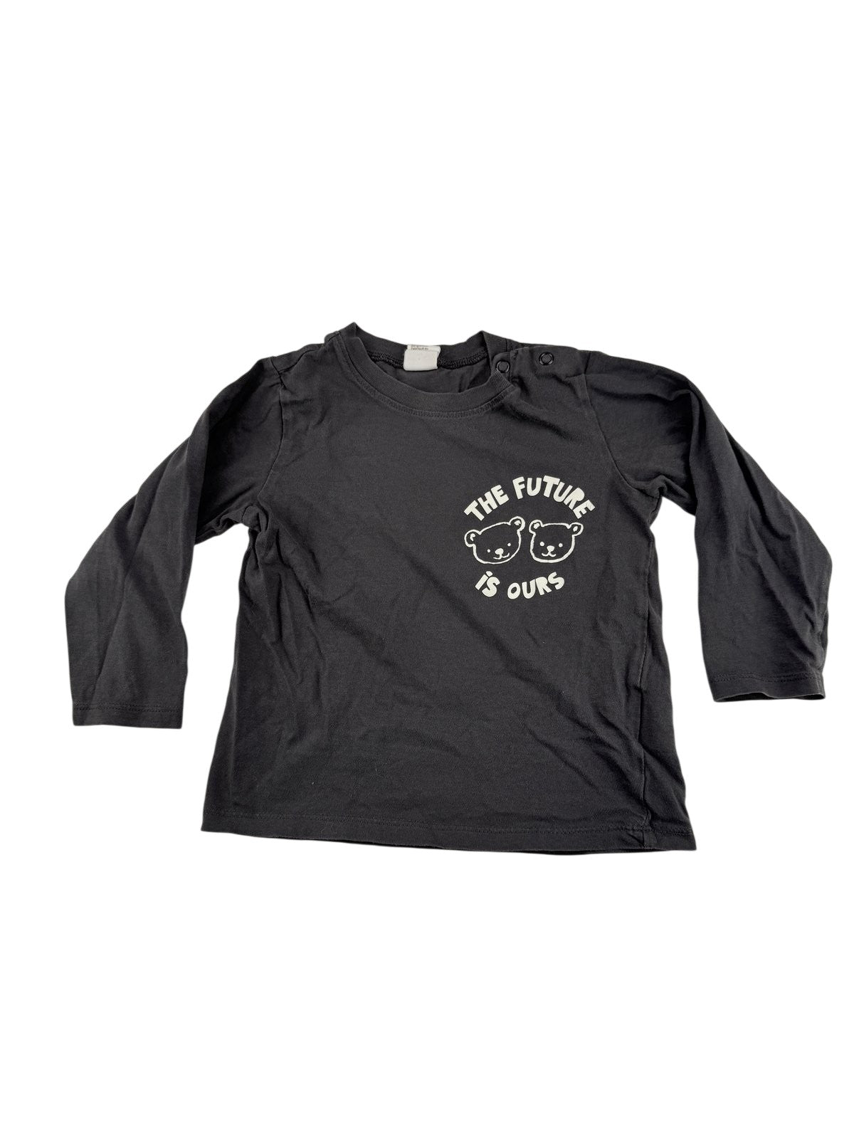 H&M Charcoal Bear Graphic Long Sleeve T-Shirt 2T