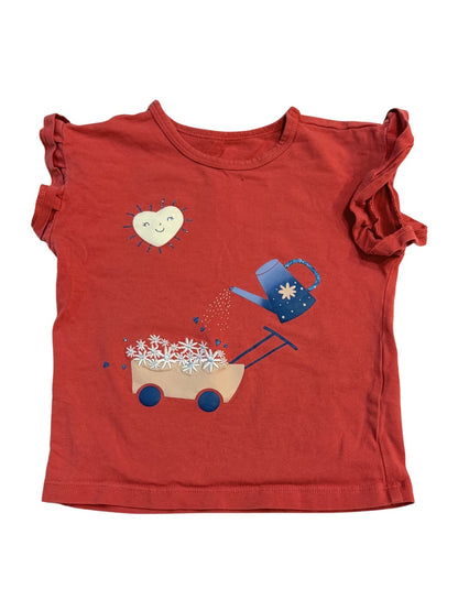 Pekkle Red Gardening Graphic T-Shirt 2T
