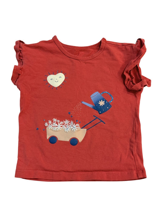 Pekkle Red Gardening Graphic T-Shirt 2T