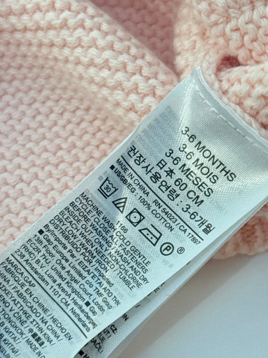 Gap Pink Hooded Knit Cardigan 3-6M