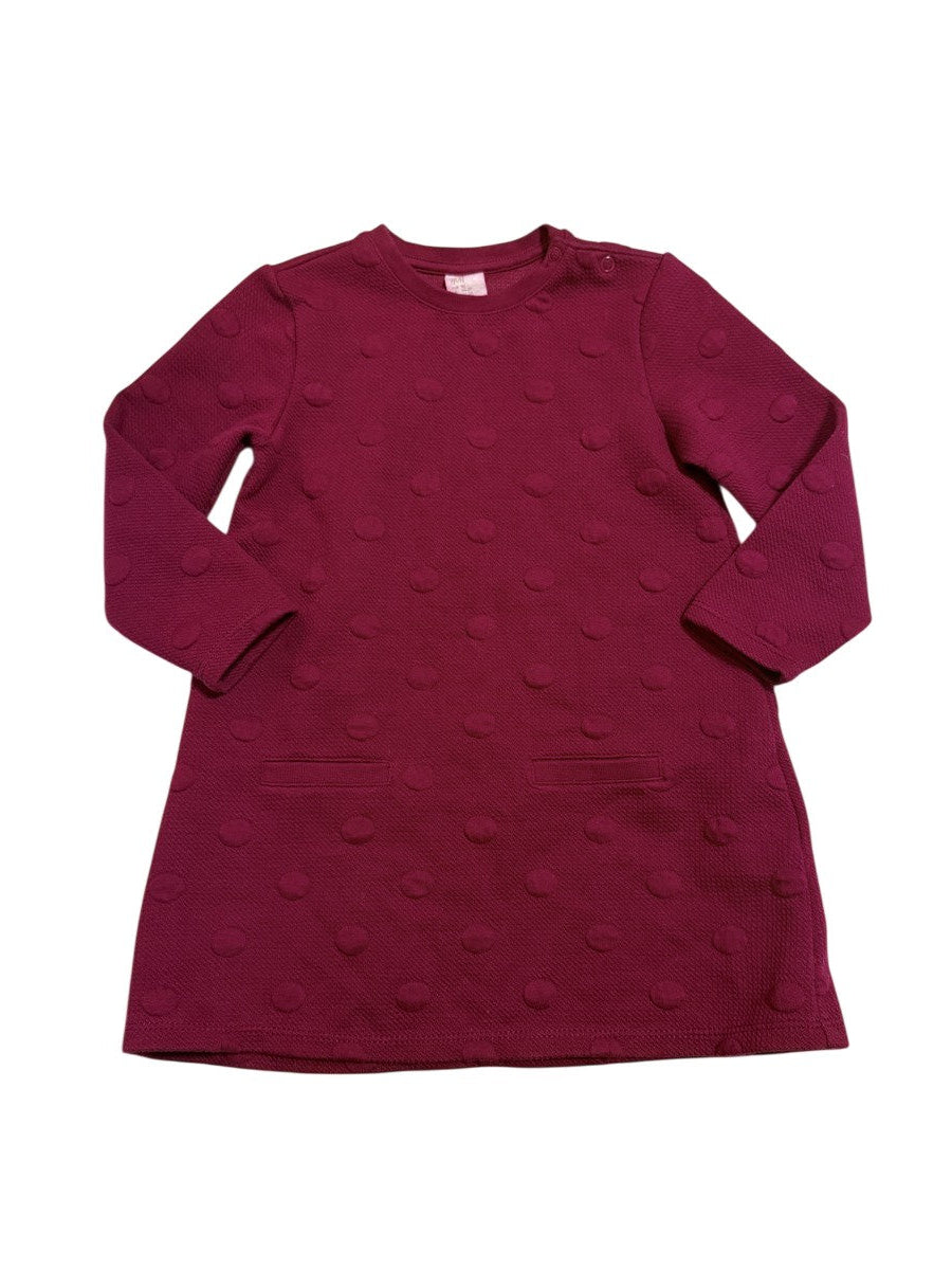 H&M Burgundy Textured Polka Dot Dress 2T