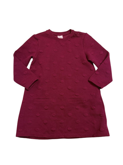 H&M Burgundy Textured Polka Dot Dress 2T