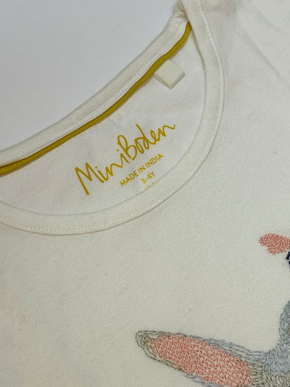 Mini Boden Embroidered Bunny T-Shirt 3-4Y