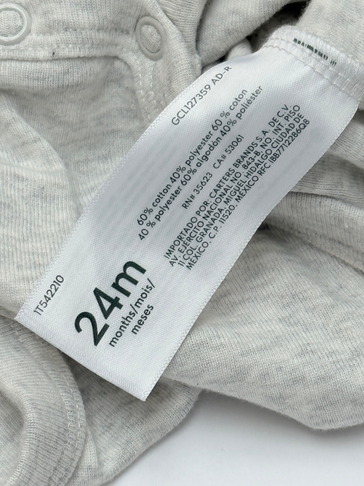 Carter's Gray Long Sleeve Bodysuit 24m