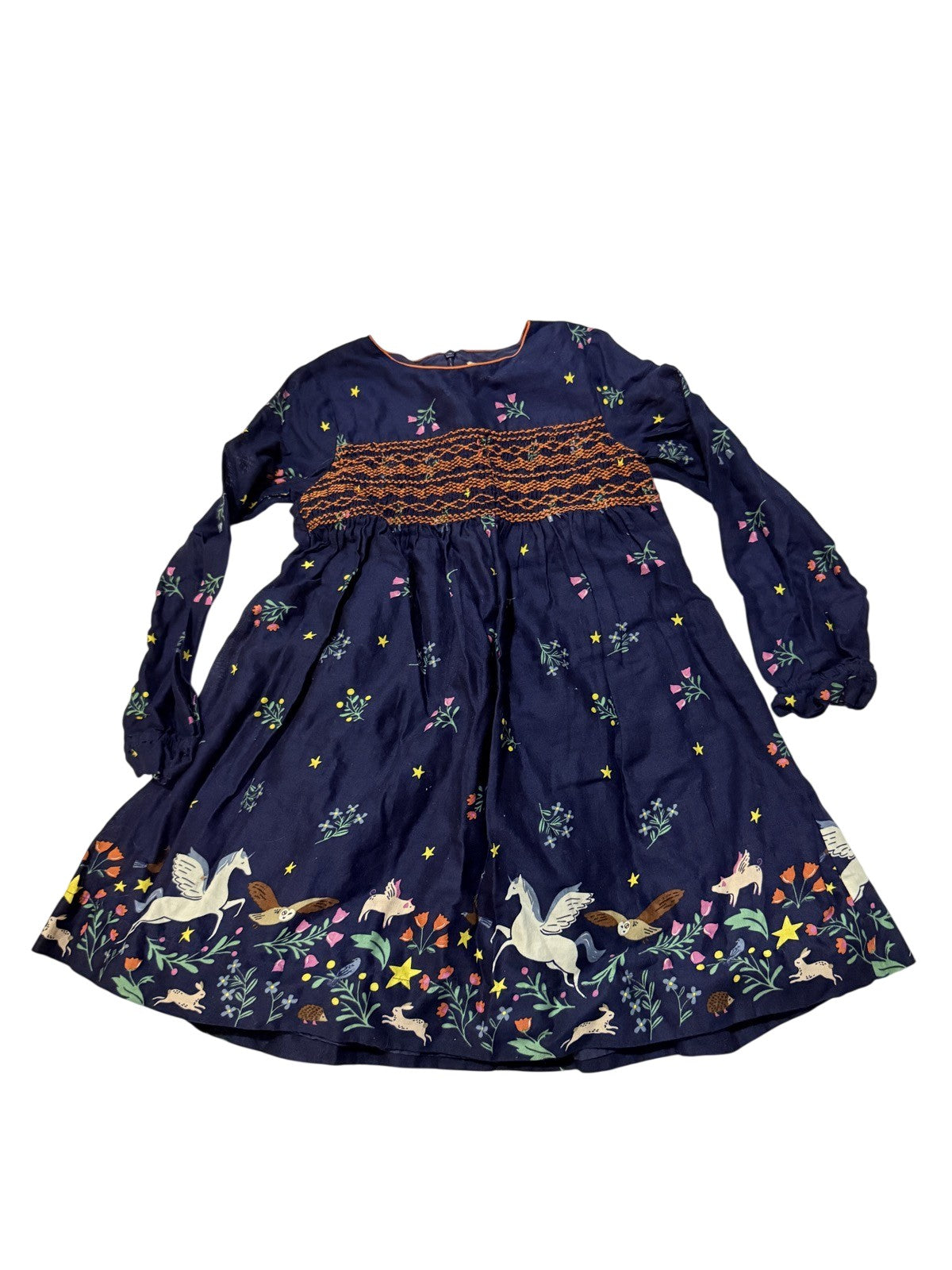 Mini Boden Smocked Animal Print Dress 7-8Y