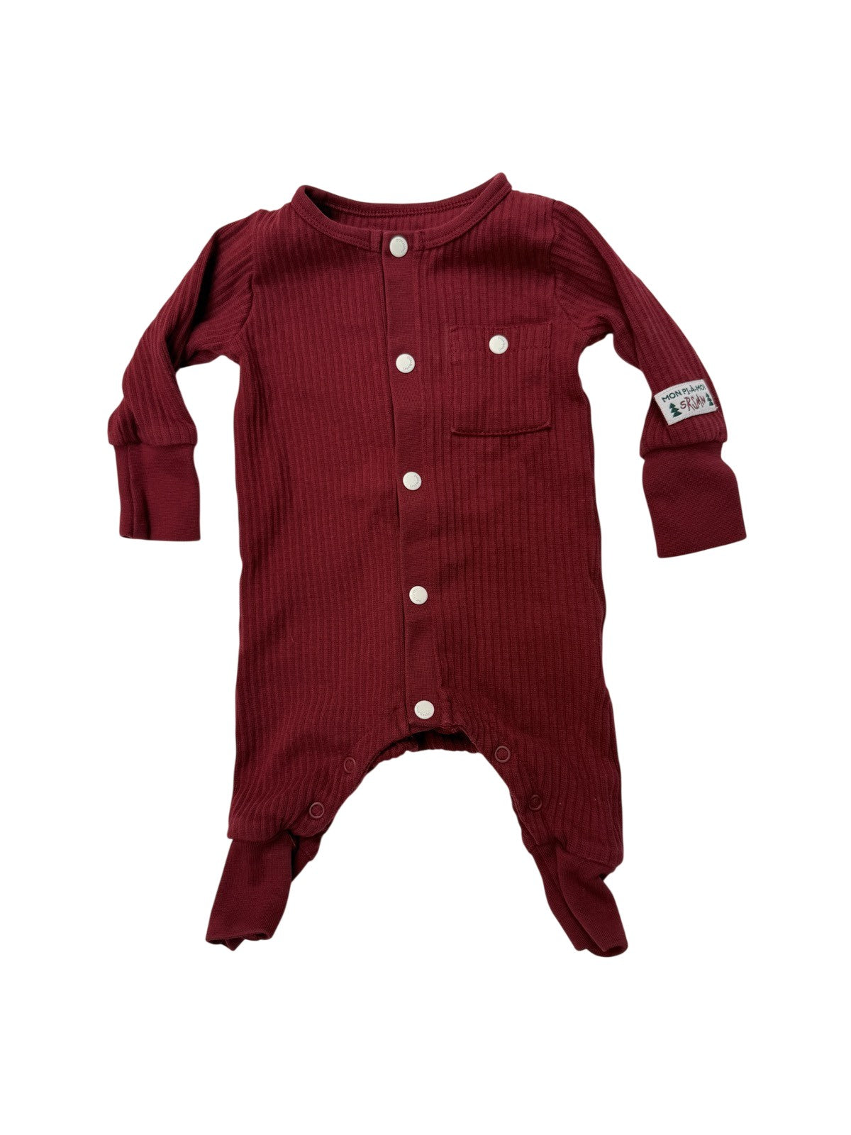 Souris Mini Burgundy Ribbed Footed Sleeper 0-3M