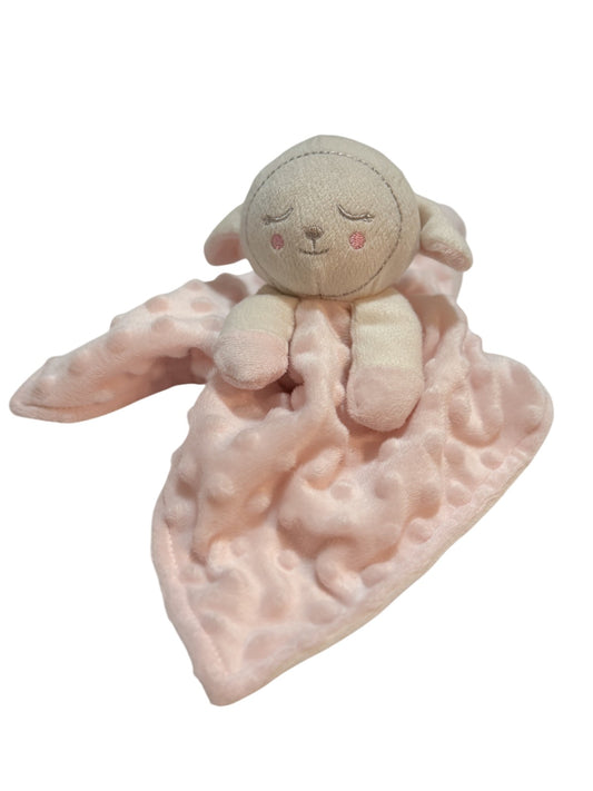 Lamb Security Blanket Lovey Pink Minky