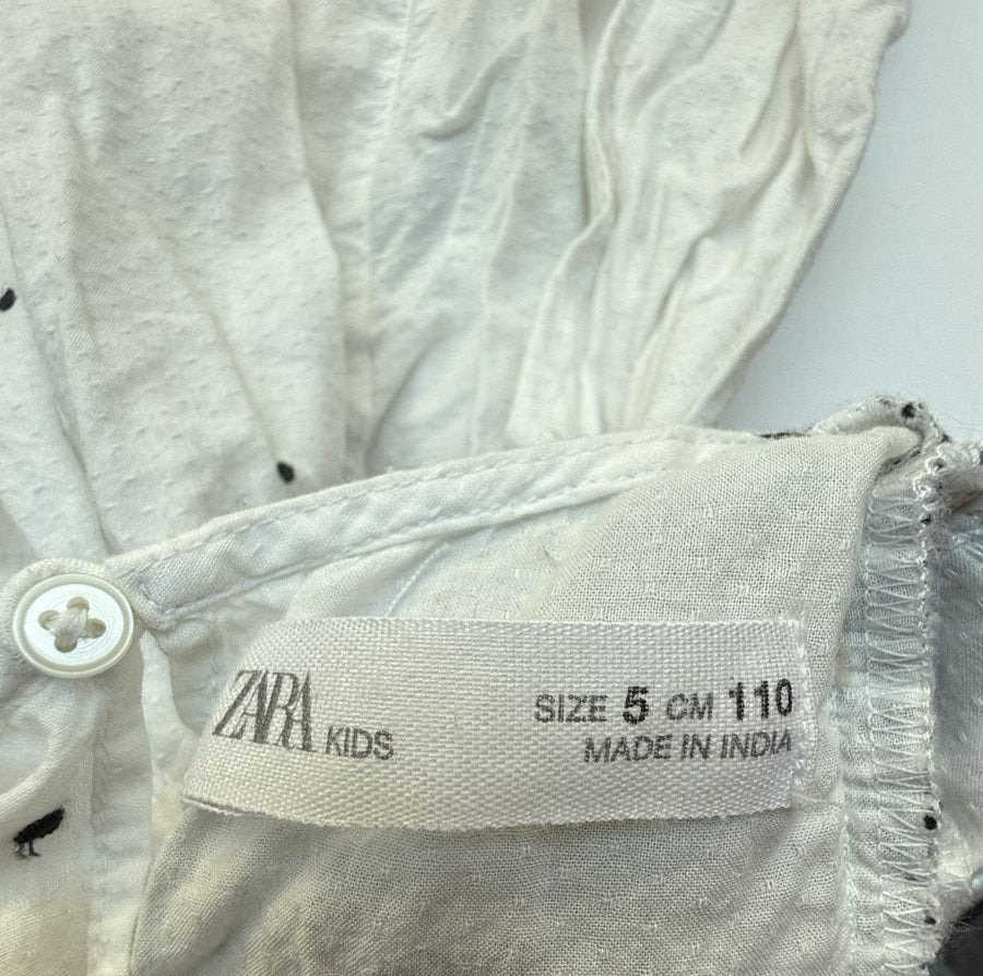 Zara Kids White Embroidered Blouse Size 5
