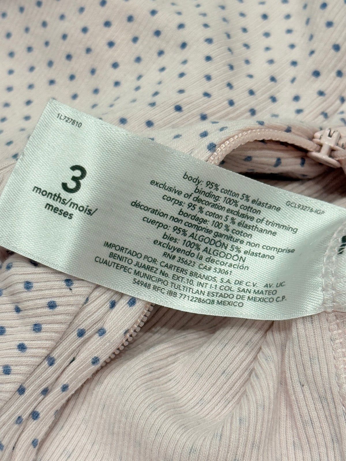 Carter's Pink Dot Koala Footed Sleeper 3M