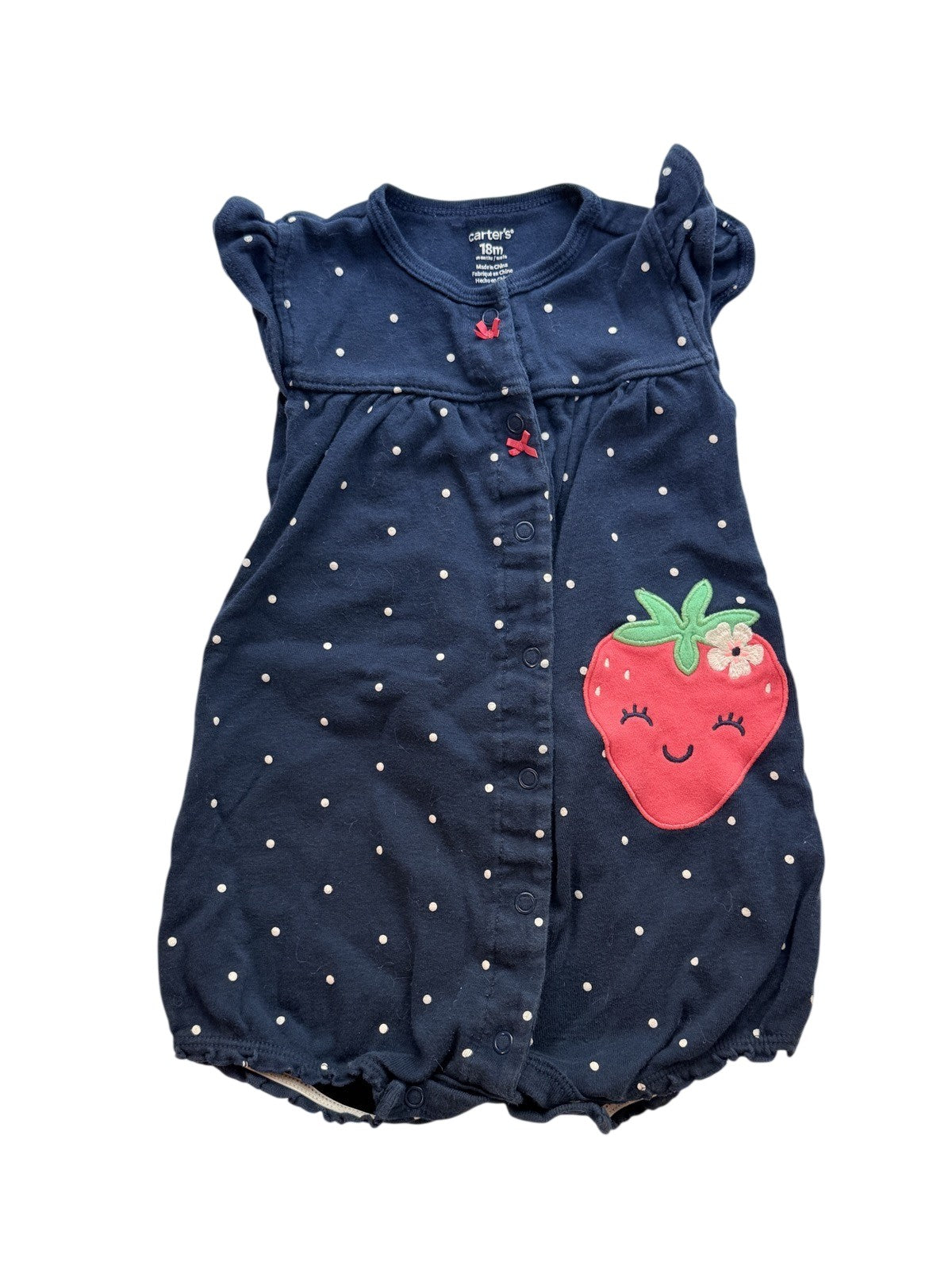 Carter's Navy Strawberry Romper 18m