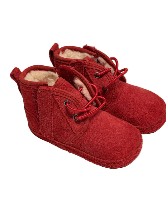 UGG Baby Red Suede Shearling Booties Size 4/5 US Infant