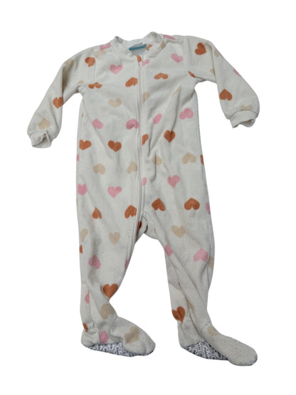 Pekkle Heart Print Footed Sleeper 12M