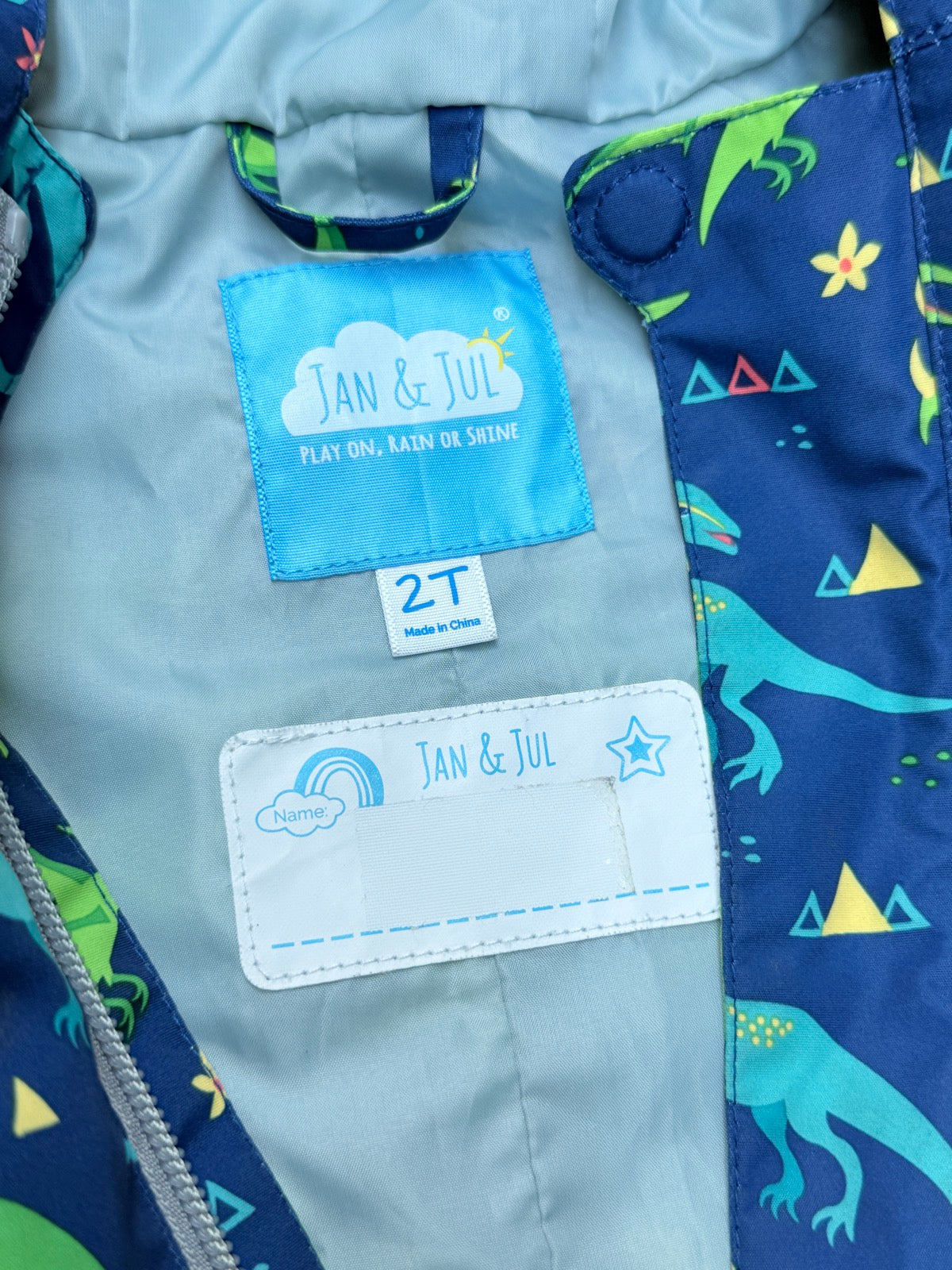 Jan & Jul Dinosaur Rain Suit 2T