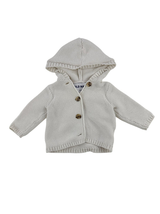 Old Navy Cream Knit Hooded Cardigan 0-3M