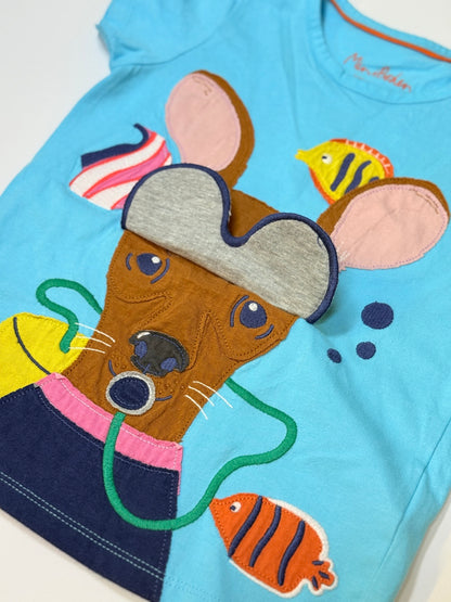 Mini Boden Scuba Mouse Appliqué T-Shirt 4-5Y