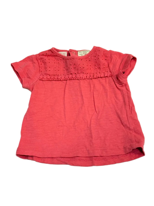 Zara Baby Girl Coral Eyelet Top 9 12m