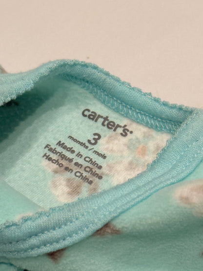 Carter's Teal Floral Fleece Sleeper 3M