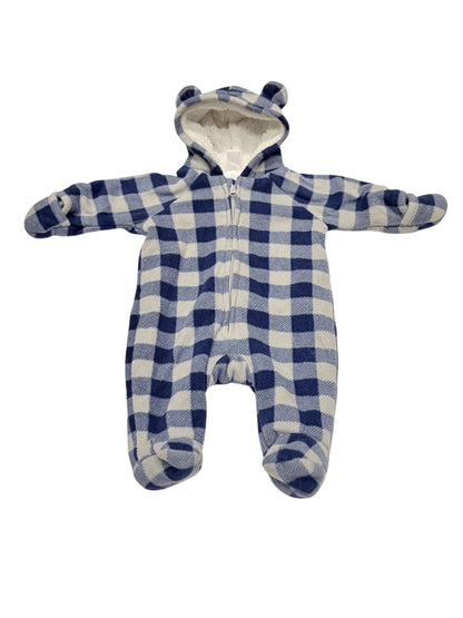 Old Navy Plaid Fleece Bear Snowsuit 0-3M