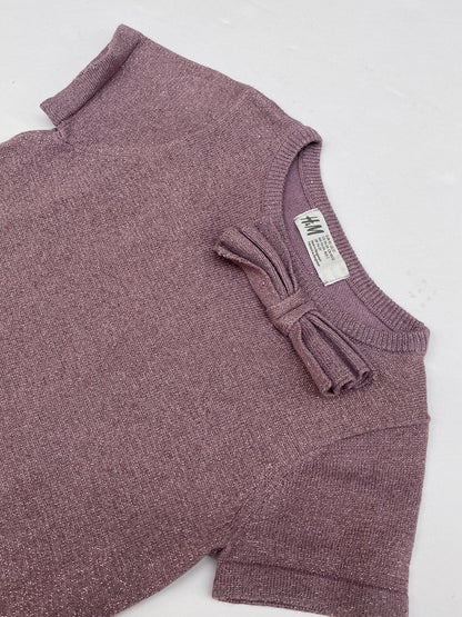 H&M Mauve Glitter Knit Sweater with Bow Size 2T