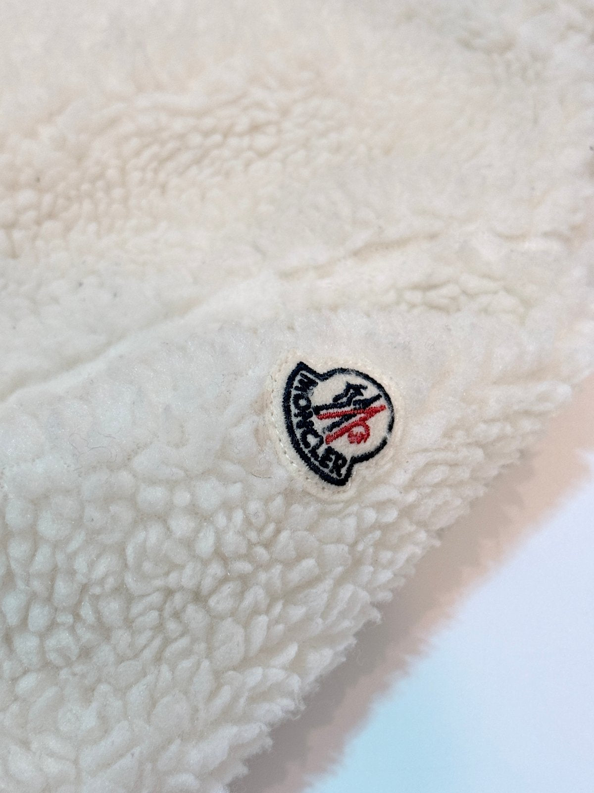 Moncler Cream Sherpa Zip Hoodie 6Y