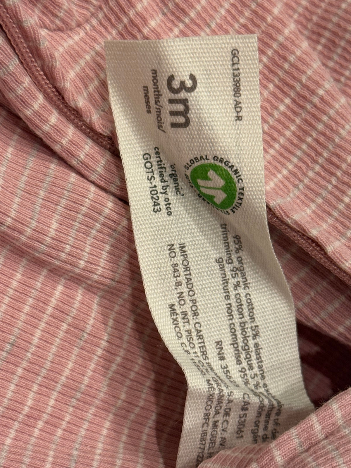 Little Planet Organic Pink Striped Sleeper 3M