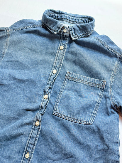 Zara Blue Denim Button-Up Shirt Size 9-10Y