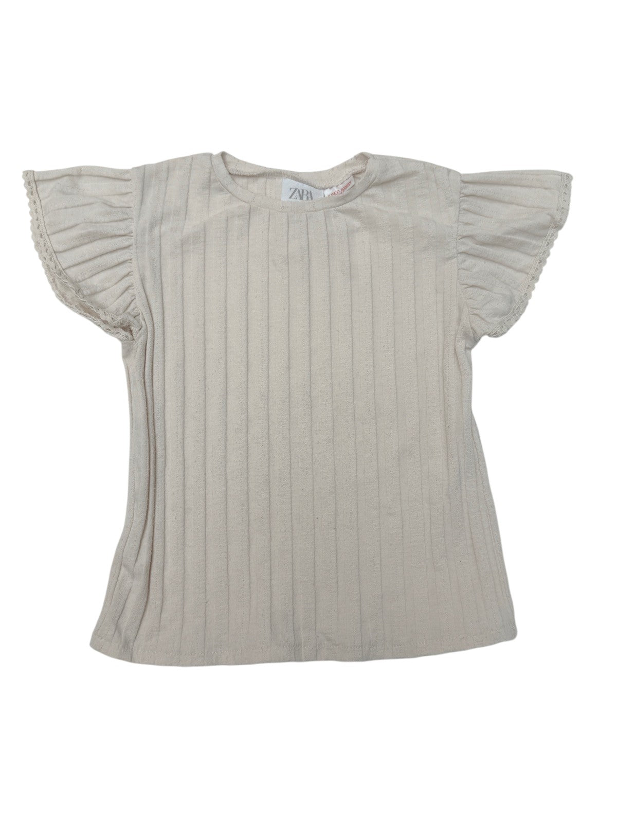 Zara Ribbed Flutter Sleeve T-Shirt 2-3Y
