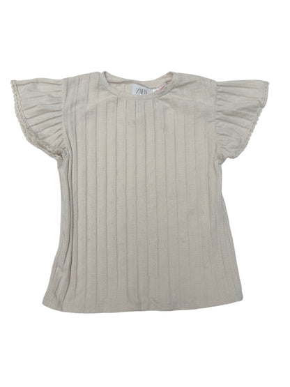 Zara Ribbed Flutter Sleeve T-Shirt 2-3Y