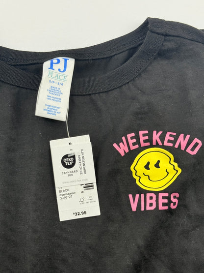 NWT - PJ Place Weekend Vibes Black T-Shirt Size 5/6