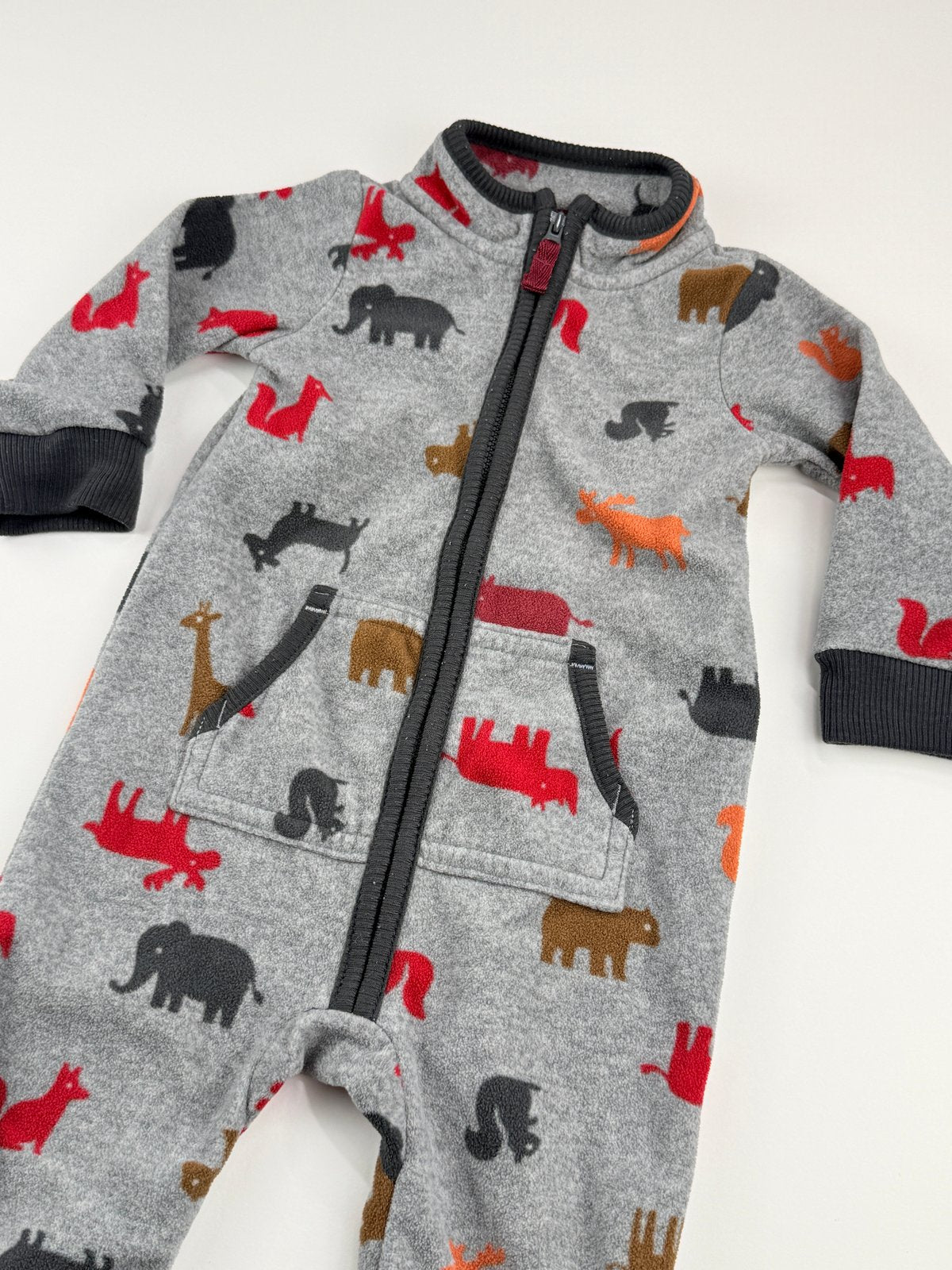 Carter's Animal Print Fleece Romper 12M
