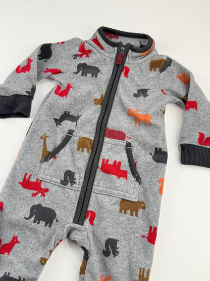 Carter's Animal Print Fleece Romper 12M