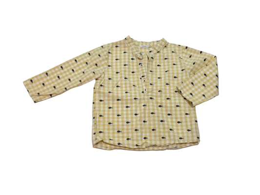 Bout'chou Yellow Gingham Fish Shirt 18m