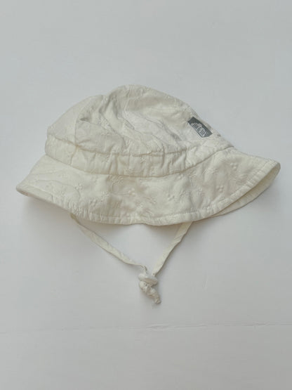 Jan & Jul White Eyelet Sun Hat Size S 0-6M