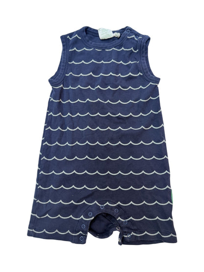 Parade Organics Navy Wave Print Romper 2T
