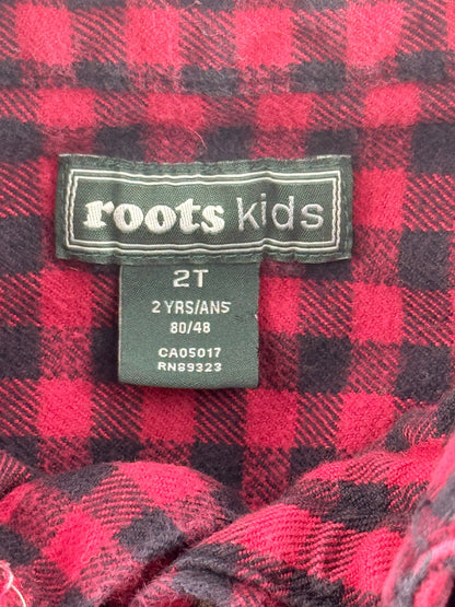 roots kids Red Buffalo Plaid Flannel Shirt Size 2T