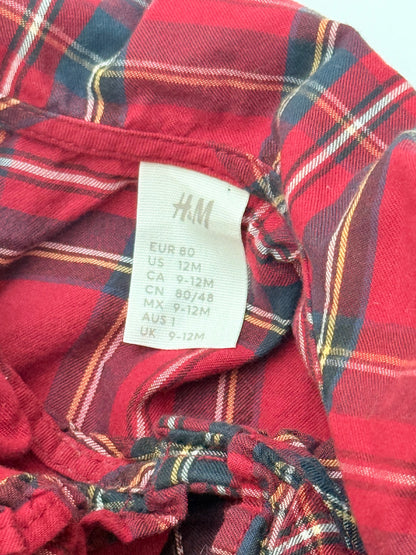 H&M Plaid Ruffle Collar Dress 9-12M