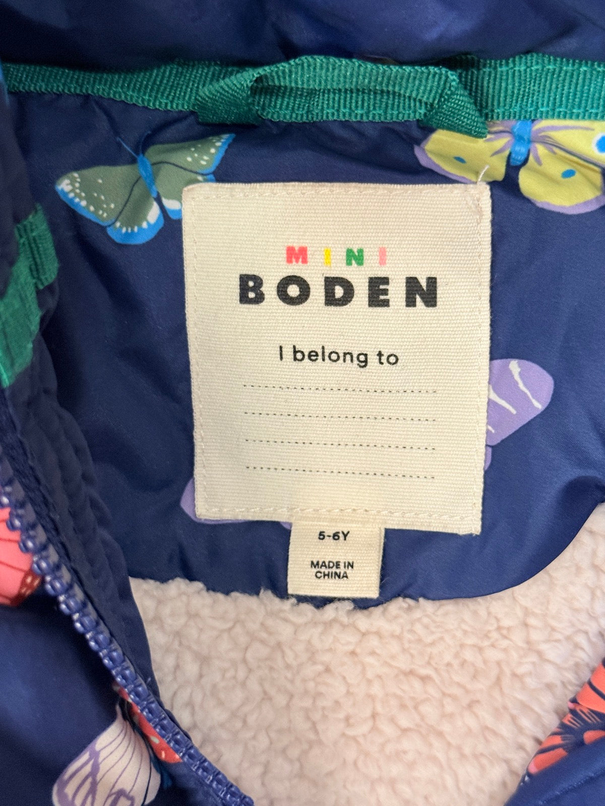 Mini Boden Butterfly Puffer Jacket / Vest 5-6Y