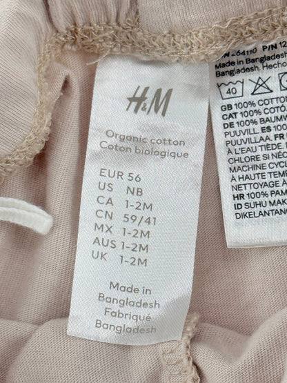 H&M Beige Organic Cotton Joggers Size 1-2M