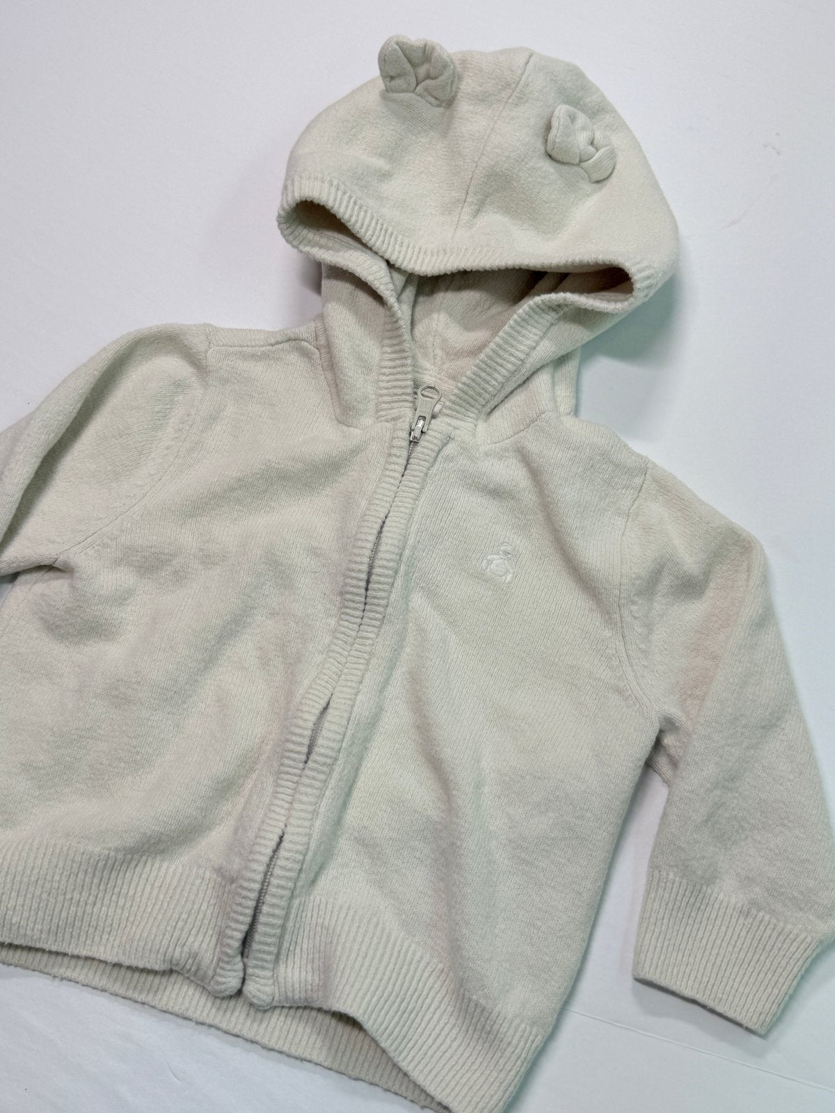 baby GAP Cream Knit Bear Ear Hoodie 6-12M