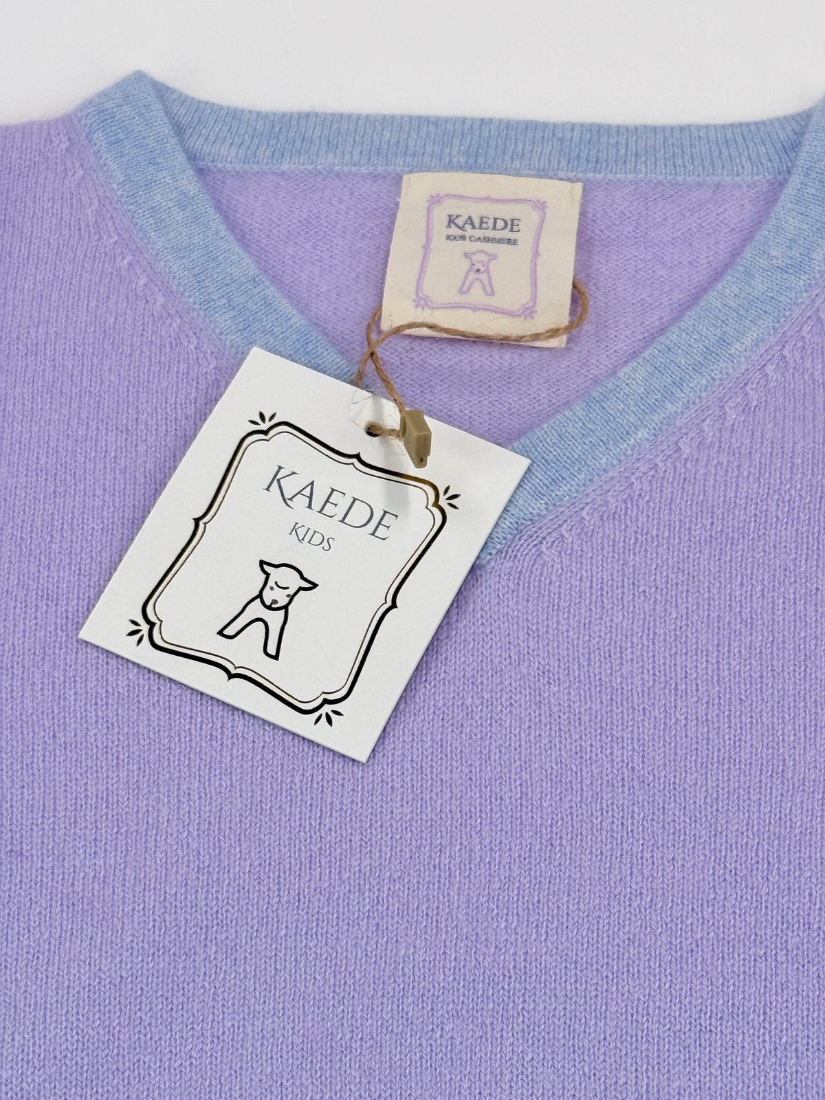 NWT - Kaede Kids Cashmere V-Neck Sweater 7-8Y