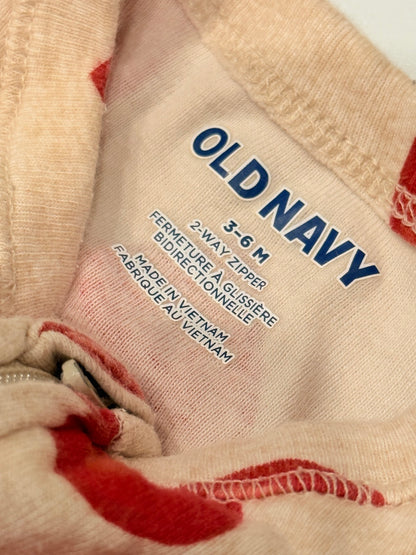 Old Navy Heart Print Footed Sleeper 3-6M