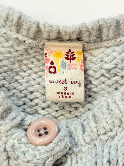 Sweet Ivy Gray Cable Knit Cardigan 3T