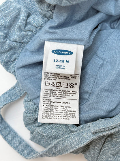 Old Navy Chambray Embroidered Bonnet Hat 12-18M