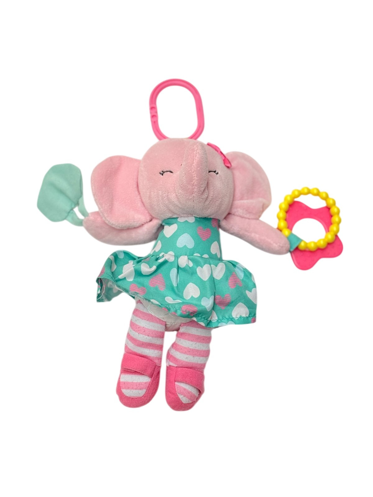Pink Elephant Plush Teether Activity Toy