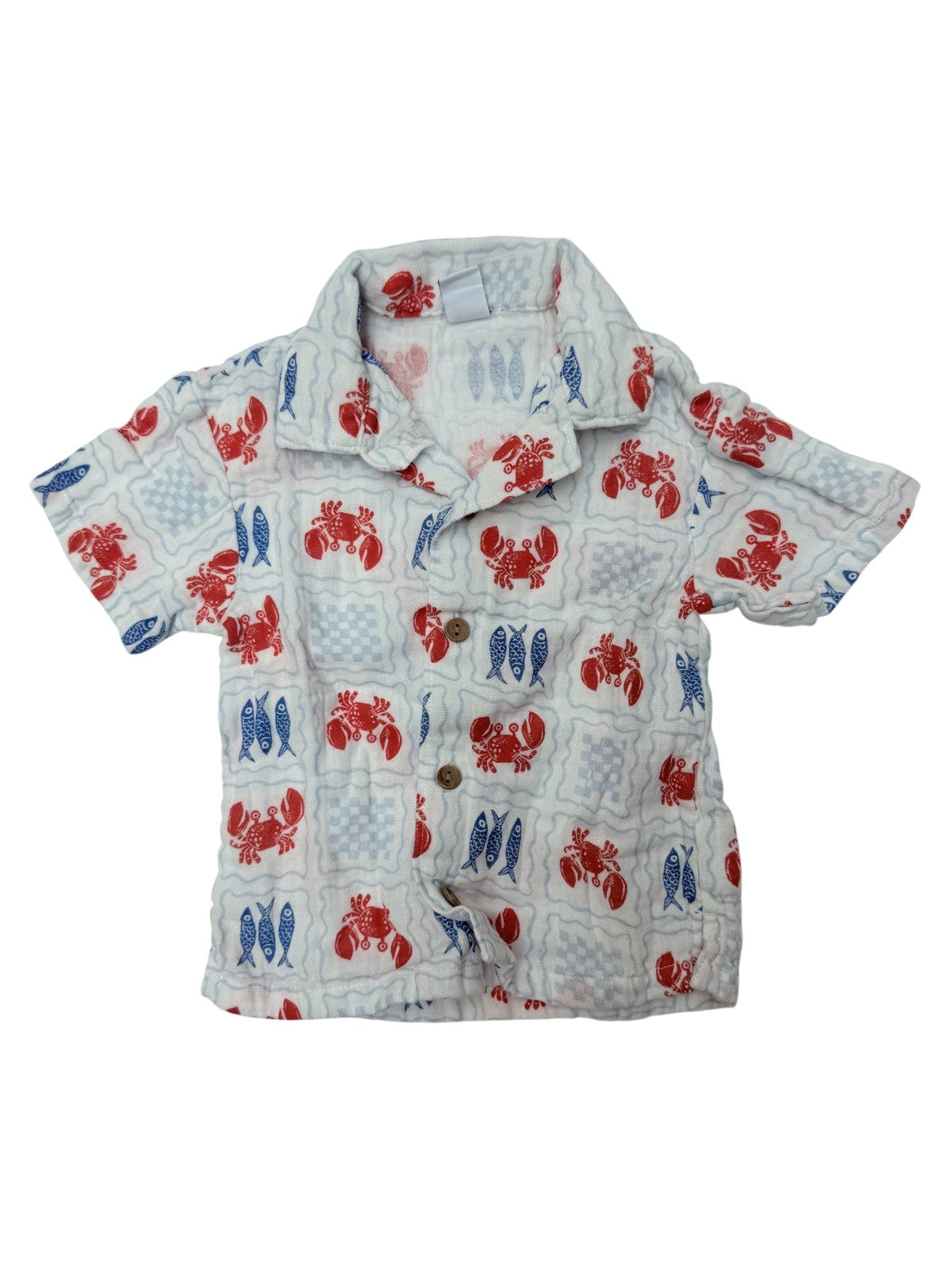 Old Navy Crab Fish Print Shirt 12-18M