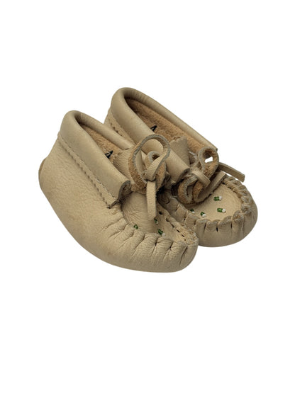 Handmade Leather Beaded Baby Moccasins Size 4