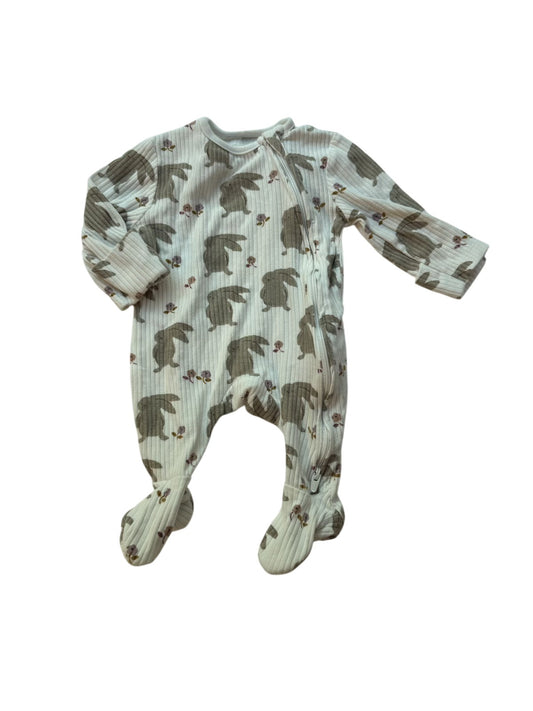 M&S Bunny Print Footed Sleeper 1 Month