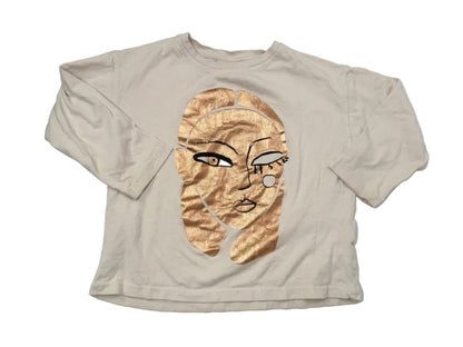 Zara Gold Face Print Beige 4Y T-Shirt