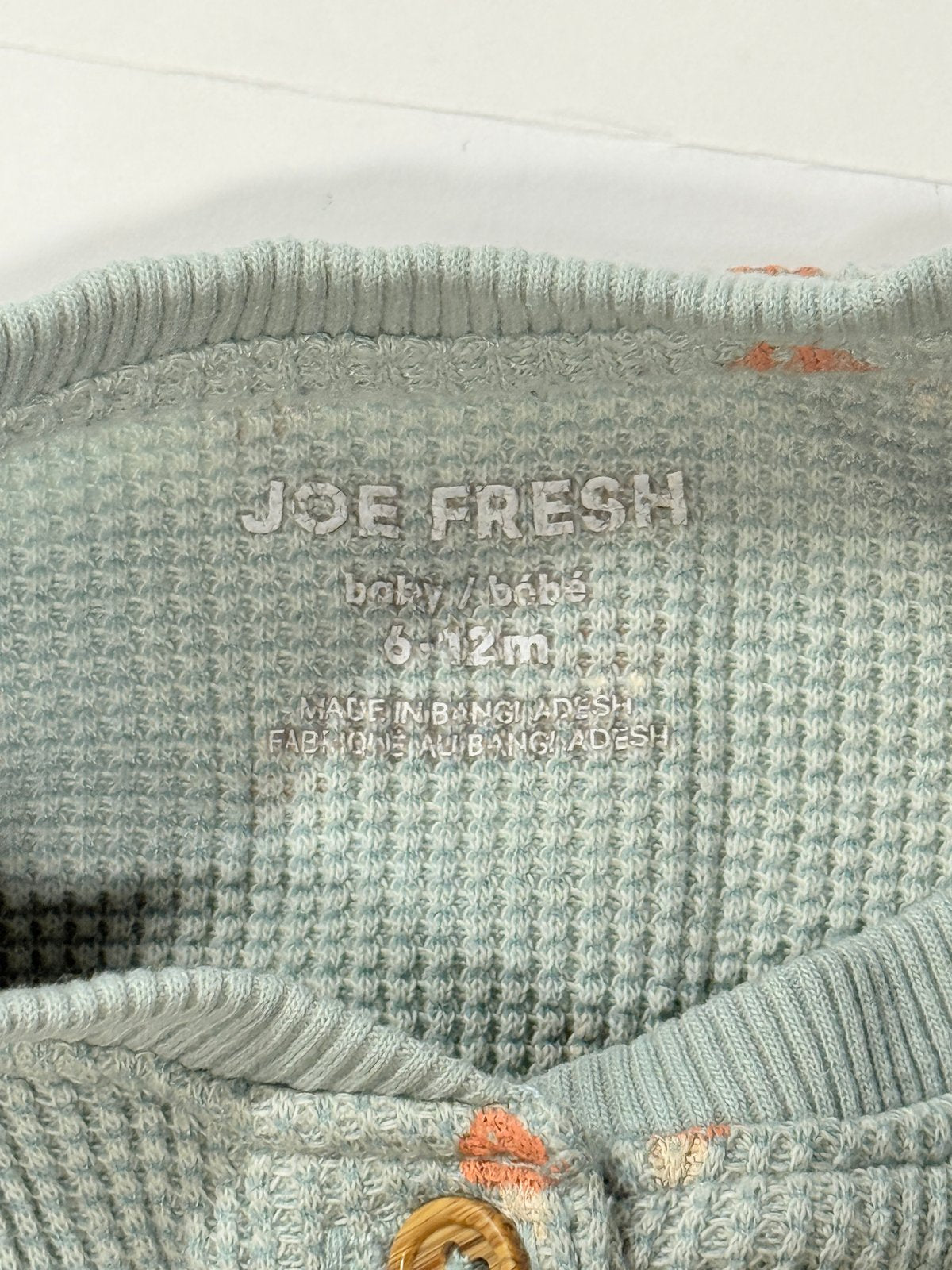 Joe Fresh Mushroom Print Waffle Bodysuit 6-12M