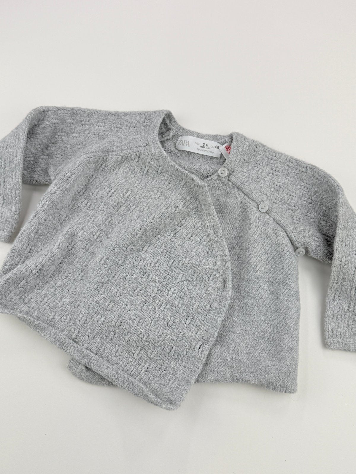 Zara Gray Knit Wrap Cardigan 3-6M